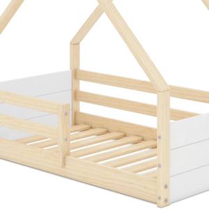 Cama Infantil <span class=keywords><strong>de</strong></span> Madera Maciza con Diseño <span class=keywords><strong>de</strong></span> Castillo y Armario Integrado, Diseño Semi-Alto y Barandillas Elevadas - Product Image 3