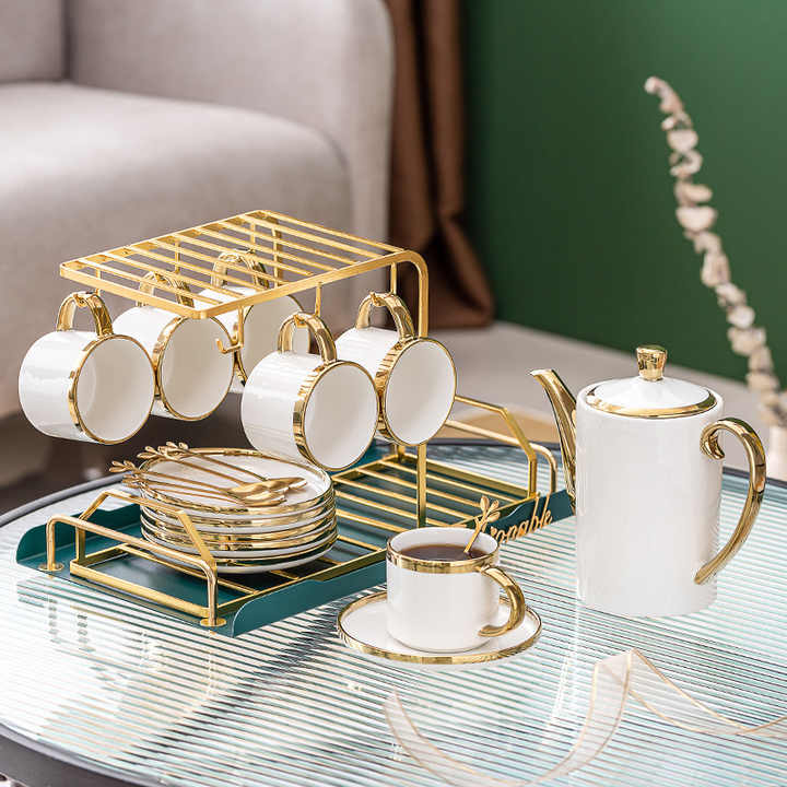 6 Pcs European Style Mugs Fashion Arabic Ceramic Coffee Cup With Handle Tray Coffee Cup Set