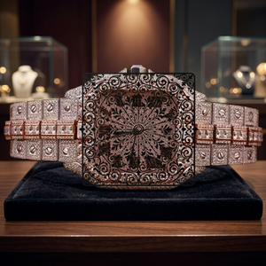 AMBER JEWELS นาฬิกาข้อมือทรงสี่เหลี่ยมหรูหรา สีเงิน กระจกคริสตัล มอยส์ซาไนต์ ตัวเลขโรมัน อนาล็อก CITIZEN ระบบควอตซ์ กันน้ำ - Product Image 3