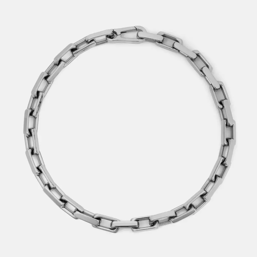 Son derece cilalı Cadena tıknaz gerdanlık gümüş/altın paslanmaz çelik basit tasarım kare-off linkler zincir Hip Hop kolye erkekler için