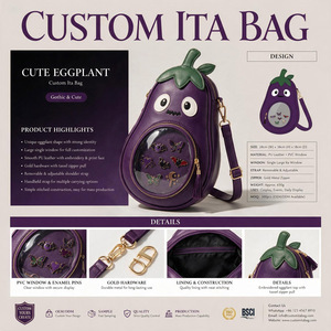 กระเป๋า Ita Bag แบบสั่งทำพิเศษ พร้อมที่โชว์เข็มกลัดเคลือบเงา กระเป๋าสะพายข้างสำหรับนักสะสมอนิเมะ ขายส่ง - Product Image 2