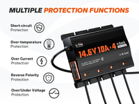 Câble de sortie 4 banques 12V 10A 78.74 pouces Chargeur de batterie au lithium IP65-rated Protection de charge intelligente Indicateur LED 2 ans