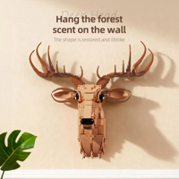 EPT 1350PCS Blocs de construction Tête de cerf à monter au mur, Sculpture 3D, Puzzle animalier DIY, Décoration artistique pour la maison, pour adolescents et adultes
