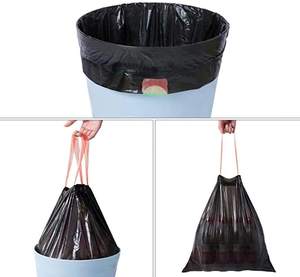 ถุงขยะพลาสติกสีดำมีเชือกผูกปากถุงใส่โลโก้ตามสั่งคุณลักษณะด้านความปลอดภัย - Product Image 4