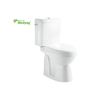 Medyag pavimento montato in ceramica wc a due pezzi con coprisedile e wc da bagno a sciacquone laterale