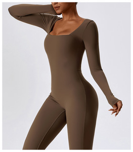 2023 New Gym Fitness Sets Women Long Sleeve Jumpsuits Onesie Breathable Yoga <strong>Leggings</strong> for Women Plus Size <strong>Jumper</strong> Sports <strong>Wear</strong> - Product Image 3