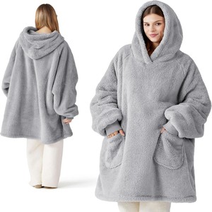 Wholesale Custom Wearable <strong>Blanket</strong> Hoodie Custom Flannel TV <strong>Blanket</strong> Oversized Sherpa <strong>Hooded</strong> Fleece <strong>Blanket</strong> with Sleeves - Product Image 1