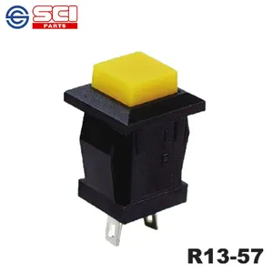 SCI Self-Locking Square Key Button Switch R13-57 Yellow Off 0.5A 250V ROHS Certified With 1A Maximum Current