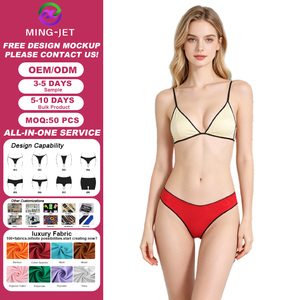 Sous-vêtements pour femmes personnalisés, sexy, en coton, simples, avec bordure contrastée, taille basse, sans couture, culottes pour femmes, <span class=keywords><strong>string</strong></span> - Product Image 1