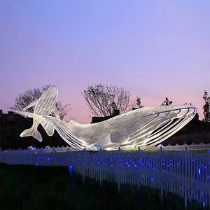 Escultura de paisaje público de ballena saltando K470, campo abierto, artístico, gran escala, iluminado, ocio al aire libre, decoración 3D, estatuas urbanas - Product Image 1