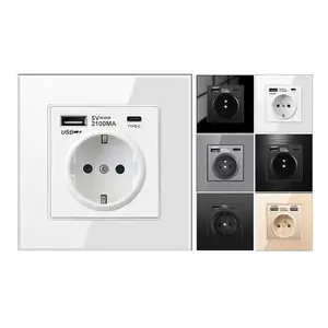 European Standard Children Finger Protection Electrical Outlet Wall Usb Charger Socket Type A + Type C USB Wall Socket