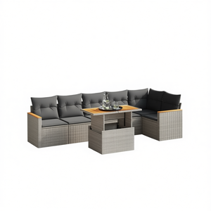 Ensemble de canapés de jardin gris en rotin pour l'extérieur avec coussins imperméables, design contemporain pour terrasse ou balcon - Product Image 1