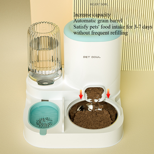 Distributeur d'eau et de nourriture pour animaux de compagnie de petite taille tout-en-un, bol en acier inoxydable pour chiots et chatons - Product Image 4