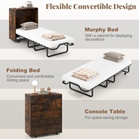 Lit Murphy combiné avec roulettes verrouillables, armoire murale pliable, style américain, matelas en mousse de 4 pouces, panneau en contreplaqué