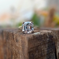 Bague de mariage classique en or massif 10K 14K 18K avec pierres latérales en moissanite et pierre centrale taille Asscher, taille US 4-12 pour femme