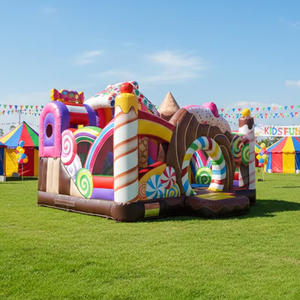 Château Gonflable Commercial pour Enfants, Thème Parc d'Attractions Candy Land, avec Toboggan et Zone de Saut, pour Usage Commercial - Product Image 6