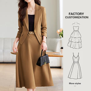 YFY personnalisé professionnel femmes costume d'affaires ensemble formel bureau deux pièces veste jupe entretien robe mode Slim Fit - Product Image 1