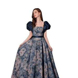 S7459F Hot -selling New Advanced Texture Light Luxury Princess Tube Top Blue Evening Dresses Women Lady Elegant - Product Image 5