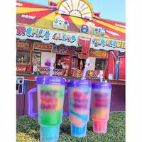Gobelet en plastique à double paroi de 34 oz pour souvenirs de carnaval, logo personnalisé, gobelets à boisson en plastique uniques avec poignée pour slush glacé