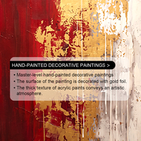 Peinture à l'huile sur toile 3D faite main grand format, abstraite moderne texture rouge or blanc, décoration maison hôtel