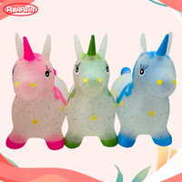 Nuevo Caballo Inflable de Juguete con Lentejuelas de Colores Transparentes, Caballo Saltador Unicornio, para Niños, Caballo de Cuero Grueso para Montar