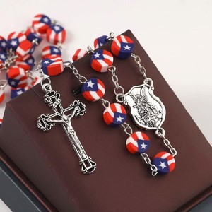 Rosario Americano con Crocifisso, Collana con Perline di <span class=keywords><strong>Preghiera</strong></span> Cattoliche, Regalo Patriottico per Uomo e Donna, Stile Quotidiano - Product Image 1