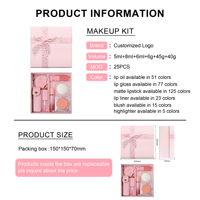 Kit de Maquillage Marque Blanche Rose Végétalien DIY – Coffret Cadeau Maquillage Lèvres, Fard à Joues et Illuminateur