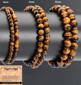 Vente en gros de pierres précieuses en vrac 4mm 6mm 8mm 10mm Perles d'œil de tigre brun naturel pour la fabrication de bracelets et de bijoux - Product Image 6