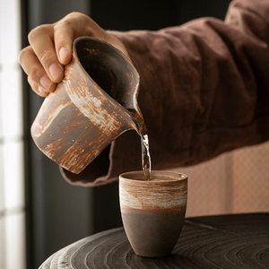 Service à thé en grès écologique de style <span class=keywords><strong>japonais</strong></span> rétro, accessoires, petite carafe en céramique résistante à la chaleur, <span class=keywords><strong>Gong</strong></span> Dao Bei Fair - Product Image 5