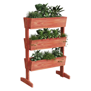 Jardinière surélevée verticale d'intérieur et d'extérieur à 3 niveaux, bac à plantes surélevé en <span class=keywords><strong>bois</strong></span>, support pour légumes et fleurs - Product Image 4