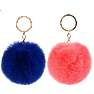 Kawaii peluş daha fazla renk kabarık top anahtarlık yün topu moda çok renkli ponpon anahtarlık kız çocuk çantası kolye