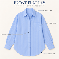 Chemise en coton rayée personnalisée pour femme, col rabattu, manches longues, coupe ample, boutonnée, pour le printemps, l'été et le quotidien