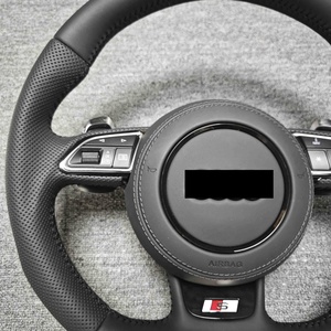 พวงมาลัยหนังแบบเจาะรูทั้งหมด ฐานเรียบ สำหรับประกอบในรถยนต์ Audi A3 A4 A5 A6 A7 Q3 Q5 Q7 - Product Image 3