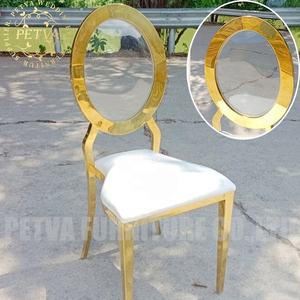 Vente en gros transparent or chavay acier inoxydable or <span class=keywords><strong>chaise</strong></span> salle à manger ensembles <span class=keywords><strong>6</strong></span> chaises table meubles luxe - Product Image 2