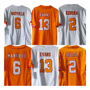 เสื้อเจอร์ซีย์อเมริกันฟุตบอลผู้หญิงแบบขายส่ง ปักชื่อ Egbuka เบอร์ <span class=keywords><strong>2</strong></span>, Evans เบอร์ 13, Mayfield เบอร์ 6 ทีมแทมปาเบย์ แบบตาข่าย รับสั่งทำ - Product Image 1