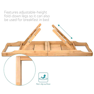 diseño innovador portátil cama de escritorio 2 en 1 se transforma 100% Extra grande de bambú bañera Caddy bandeja de cama - Product Image 3