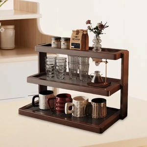Modern bamboo three-layer multi-functional portable spice <b>rack</b> <b>kitchen</b> countertop organizer - Product Image 3