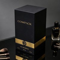 Boîte d'emballage de parfum personnalisée de luxe, boîte en carton rigide noir mat avec logo en relief estampé or