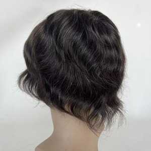 <b>Mens</b> MONO and Lace Natural Wave Human Hair <b>Wigs</b> Male Toupee Piece Hair System for Best Price Good Quality Density 120% #1B20 - Product Image 5