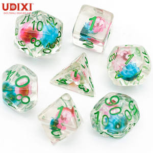 Pour Udixi haute qualité bleu et rose étoile fleur résine RPG donjons et Dragons ensemble de dés en plastique polyédrique résine dés - Product Image 2