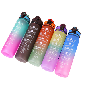 Taza DE <span class=keywords><strong>AGUA</strong></span> DE Color degradado de 1000ml, tetera anticaída deportiva esmerilada de 700ml, Escala de cuerda portátil, cubierta elástica, taza de paja - Product Image 1