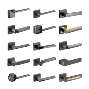 Modern Design Professional Zinc Alloy Black Gray Lever Tipo Door Lock and Handle Set para Bedroom Home Hotel - Product Image 3