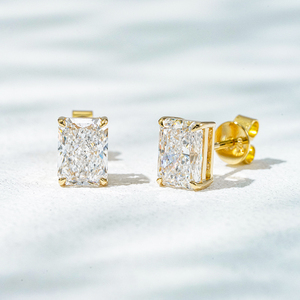 Starsfine Diamant Stud <b>Earring</b> Classic Style Fine jewelry Single Diamante Pendiente 10K Gold Radiant Lab Grown Diamond <b>Earrings</b> - Product Image 1