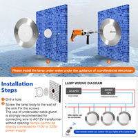 Lámpara para Piscina CA/CC 12V IP68 Impermeable RGBW Acero Inoxidable 316 Rellena de Resina Luces LED Sumergibles para Piscina