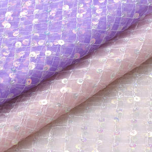 보라색 스팽글 3mm/5mm 자수 레이스 원단 100% 폴리에스터 직조 평직 메쉬 가방 신발 및 홈 텍스타일용 - Product Image 4