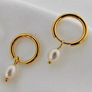 Kore toptan 18k altın kaplama iş küpe paslanmaz çelik su geçirmez hipoalerjenik inci boncuklu küpe kadınlar kız için - Product Image 2