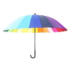 Rainbow 24 Ribs Auto Open Classic <b>Windproof</b> Rain Stick <b>Umbrellas</b> Straight <b>Umbrella</b> Custom Logo Prints - Product Image 5
