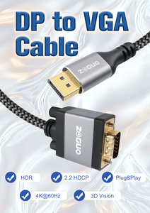 Zoguo Hot-Bán Dp Để <span class=keywords><strong>VGA</strong></span> Cáp Nam Để Nam Một Chiều Bện Hỗ Trợ 1080P 60Hz Cho HDTV Màn Hình Máy Chiếu - Product Image 2