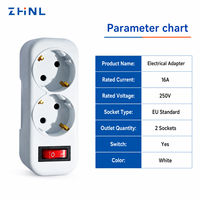Adaptateur électrique multiprise 2 prises 16A 250V 2 broches norme UE avec protection de sécurité et mise à la terre