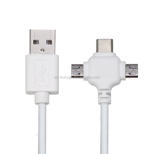 3 in 1 USB Type C Cable Reversible Design USB 3.0 3.1 Type-c Male Connector to Standard Type a Male Data Cable